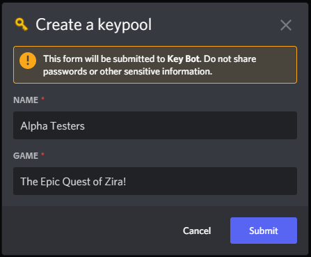 Pool Create Prompt