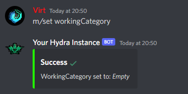 Resetting Working Category